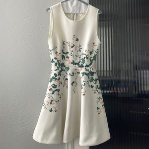 Erin Featherston Little White Floral Scuba Dress - Size 6